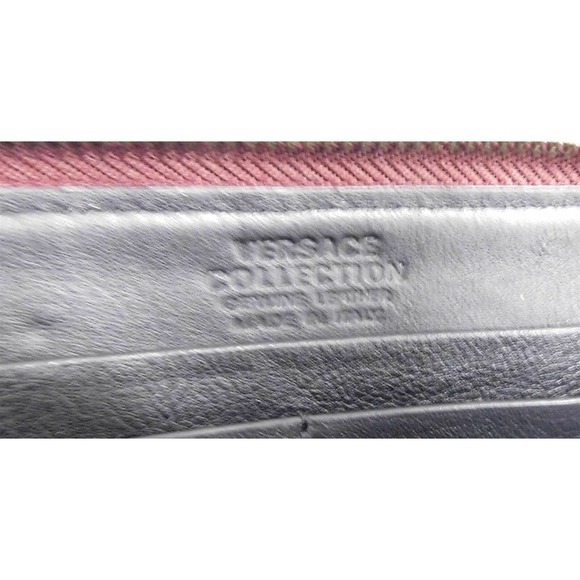 Versace Collection Italy Bordeaux Reptile Leather Zip Around Clutch Wallet - Picture 6 of 6